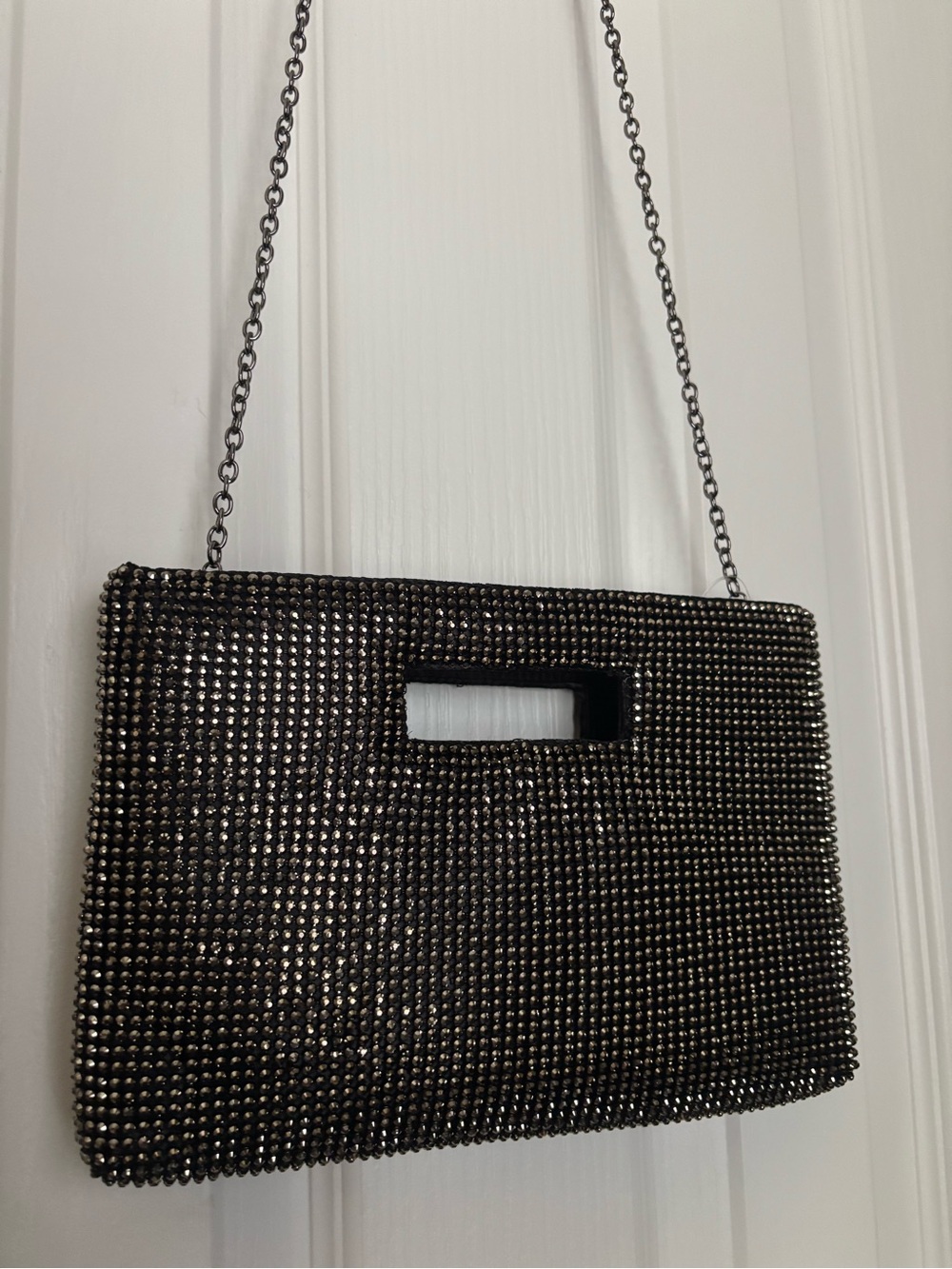 NWT Black Rhinestone Clutch (with removable strap)